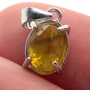 Yellow Sapphire 1.60ct White Gold Finish Solid 925 Sterling Silver Pendant